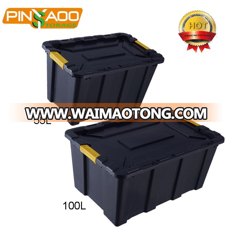 Hard Safety Plastic Case Tools Storage Box,55L Heavy Duty Storage Box With Clips